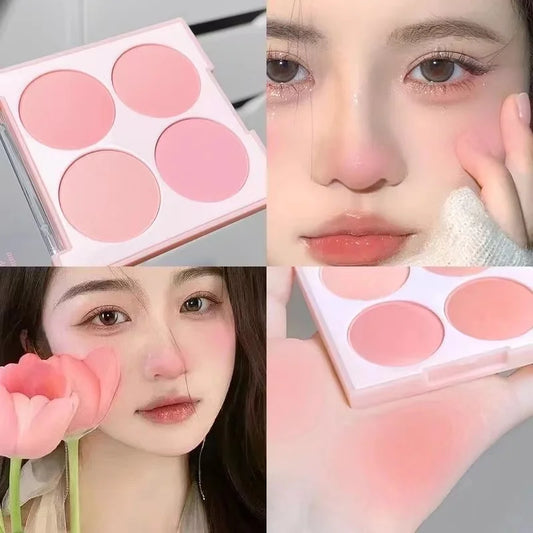 Vibrant Girl Ice Cream Four-Color Blush; Brightening, Natural Bare Makeup Effect, Pigmented, Matte, Fine Texture