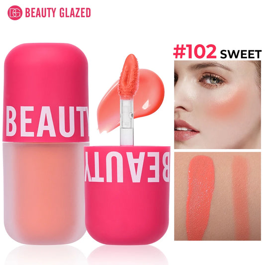 Beauty Glazed Liquid Blush 5 Colors Smooth Velvet Matte Pink Blusher Natural Easy To Smudge,Waterproof,And Long Lasting